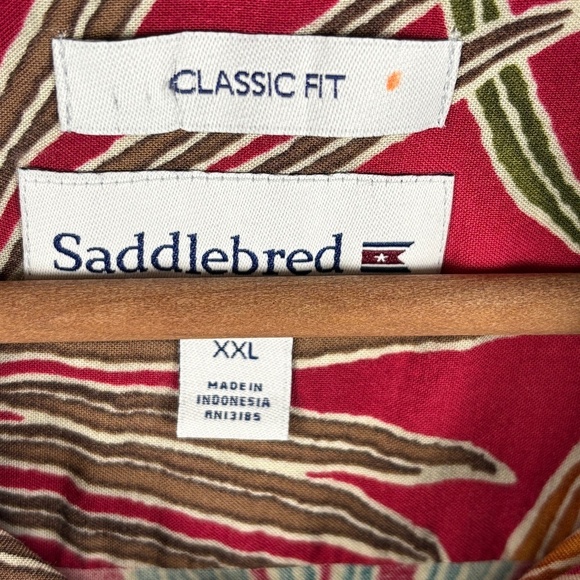Saddlebred Mens Hawaiian Shirt  Button Up SzXL Short Sleeve Island Tropical USA - Picture 3 of 9